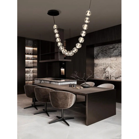 Lampa wisząca nowoczesna ściemniana Sophix LED 3000K 210cm przeźroczysty / czarny / chrom
