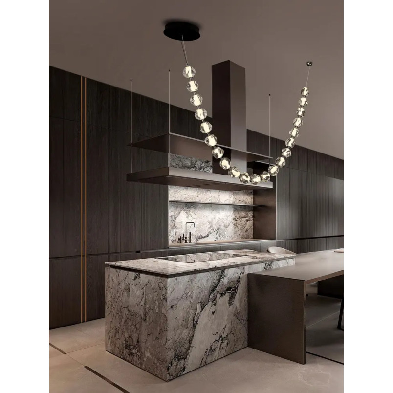 Lampa wisząca nowoczesna ściemniana Sophix LED 3000K 280cm przeźroczysty / czarny / chrom