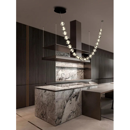 Lampa wisząca nowoczesna ściemniana Sophix LED 3000K 280cm przeźroczysty / czarny / chrom
