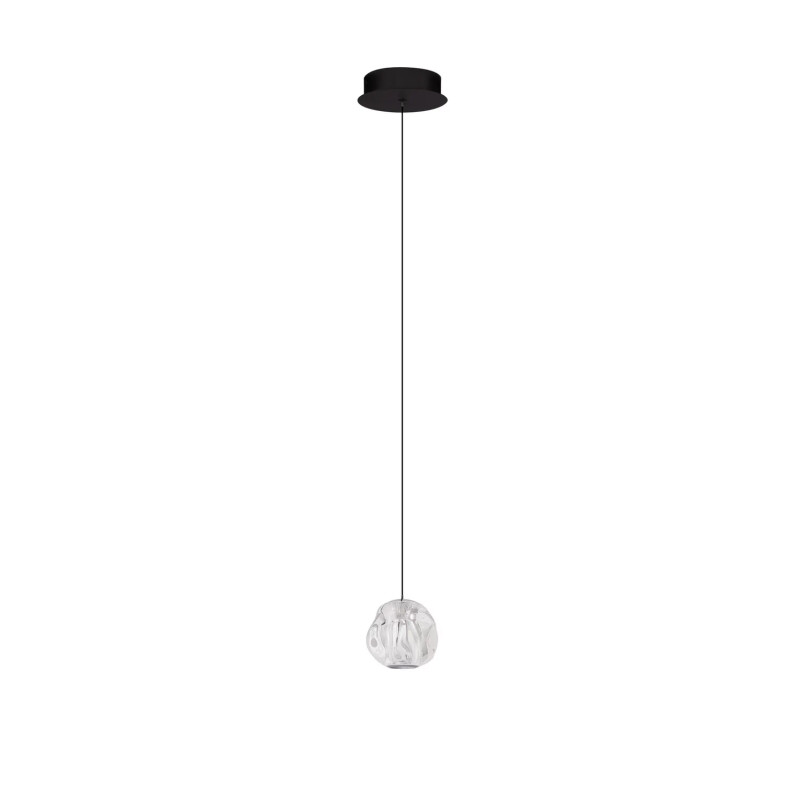 Lampa wisząca nowoczesna ściemniana Sophix LED 3000K 10cm przeźroczysty / czarny / chrom