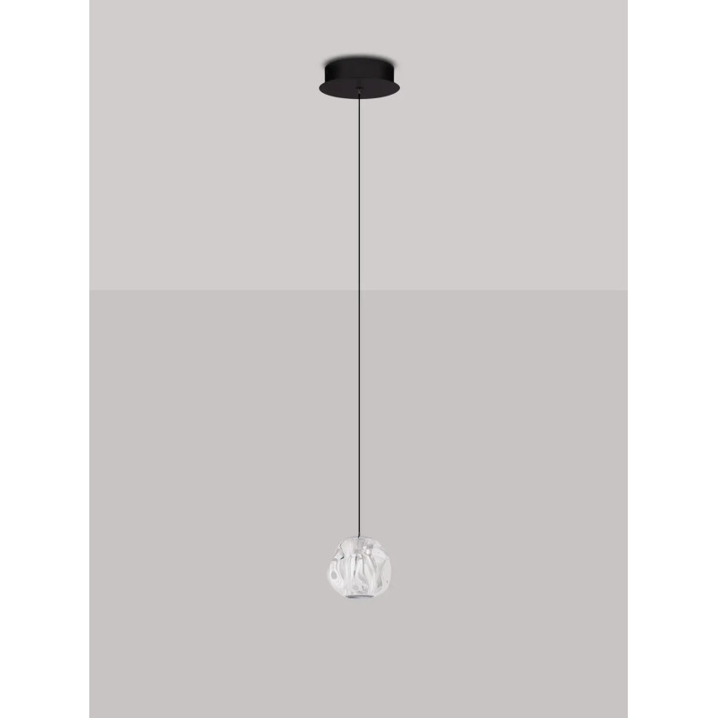 Lampa wisząca nowoczesna ściemniana Sophix LED 3000K 10cm przeźroczysty / czarny / chrom