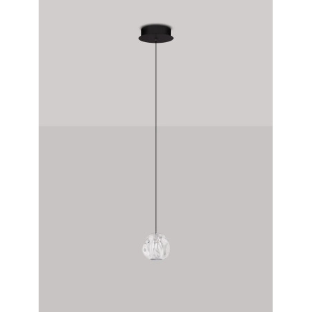Lampa wisząca nowoczesna ściemniana Sophix LED 3000K 10cm przeźroczysty / czarny / chrom