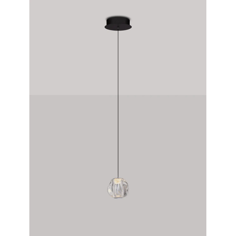 Lampa wisząca nowoczesna ściemniana Sophix LED 3000K 10cm przeźroczysty / czarny / chrom