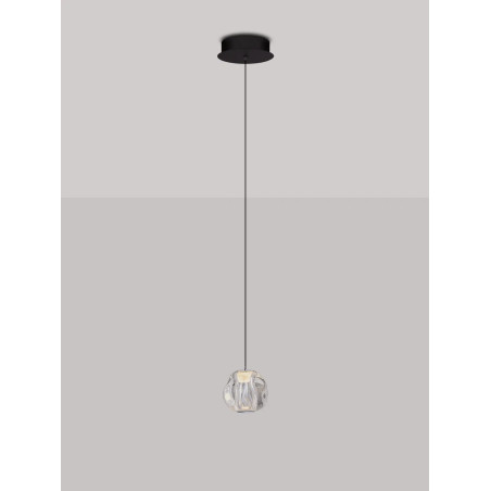 Lampa wisząca nowoczesna ściemniana Sophix LED 3000K 10cm przeźroczysty / czarny / chrom
