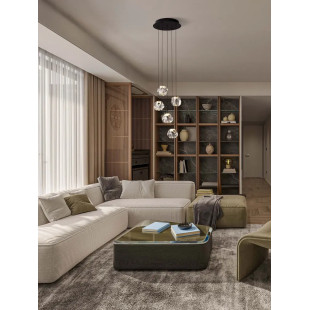 Lampa wisząca nowoczesna ściemniana Sophix V LED 3000K 30cm przeźroczysty / czarny / chrom