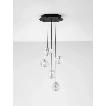 Lampa wisząca nowoczesna ściemniana Sophix V LED 3000K 30cm przeźroczysty / czarny / chrom
