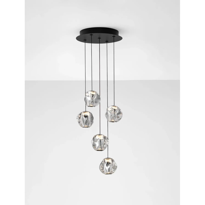 Lampa wisząca nowoczesna ściemniana Sophix V LED 3000K 30cm przeźroczysty / czarny / chrom