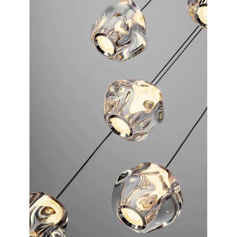 Lampa wisząca nowoczesna ściemniana Sophix V LED 3000K 30cm przeźroczysty / czarny / chrom
