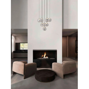 Lampa wisząca nowoczesna ściemniana Sophix X LED 3000K 40cm przeźroczysty / czarny / chrom