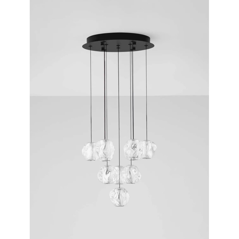 Lampa wisząca nowoczesna ściemniana Sophix X LED 3000K 40cm przeźroczysty / czarny / chrom