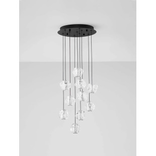 Lampa wisząca nowoczesna ściemniana Sophix X LED 3000K 40cm przeźroczysty / czarny / chrom