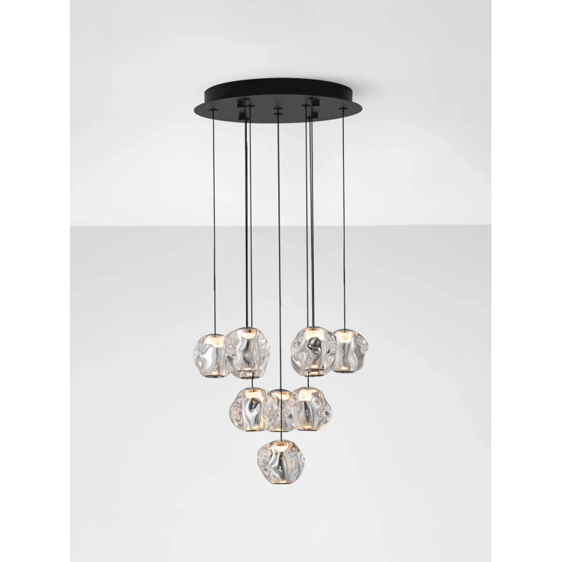 Lampa wisząca nowoczesna ściemniana Sophix X LED 3000K 40cm przeźroczysty / czarny / chrom