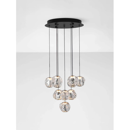 Lampa wisząca nowoczesna ściemniana Sophix X LED 3000K 40cm przeźroczysty / czarny / chrom