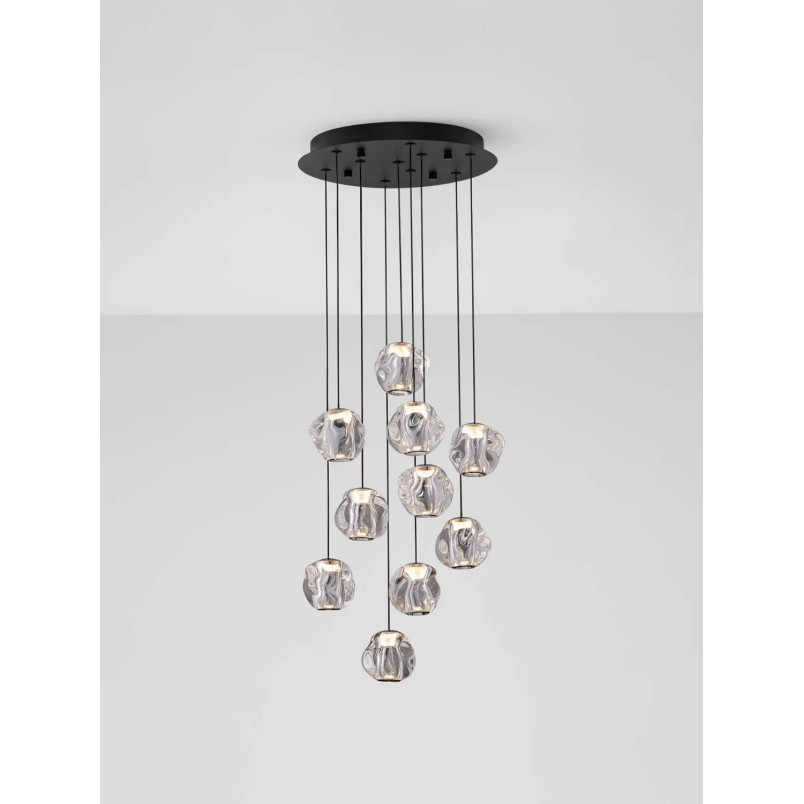 Lampa wisząca nowoczesna ściemniana Sophix X LED 3000K 40cm przeźroczysty / czarny / chrom