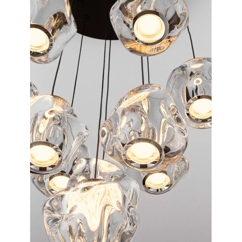Lampa wisząca nowoczesna ściemniana Sophix X LED 3000K 40cm przeźroczysty / czarny / chrom