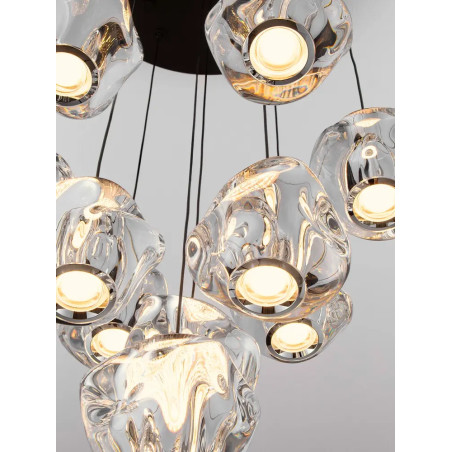 Lampa wisząca nowoczesna ściemniana Sophix X LED 3000K 40cm przeźroczysty / czarny / chrom