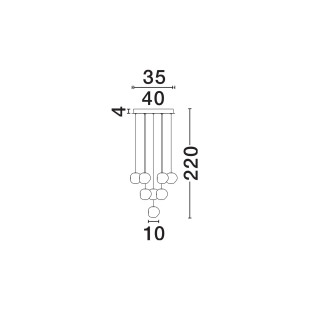 Lampa wisząca nowoczesna ściemniana Sophix X LED 3000K 40cm przeźroczysty / czarny / chrom