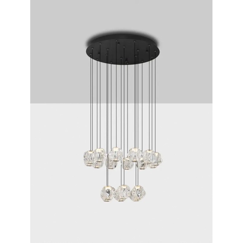 Lampa wisząca nowoczesna ściemniana Sophix XV LED 3000K 10cm przeźroczysty / czarny / chrom