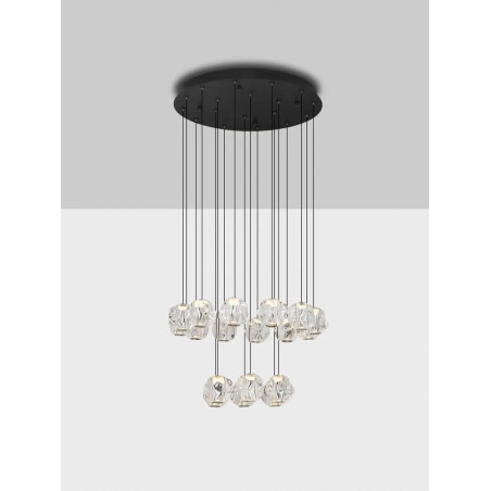 Lampa wisząca nowoczesna ściemniana Sophix XV LED 3000K 10cm przeźroczysty / czarny / chrom
