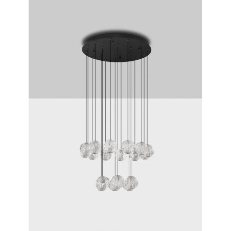 Lampa wisząca nowoczesna ściemniana Sophix XV LED 3000K 10cm przeźroczysty / czarny / chrom