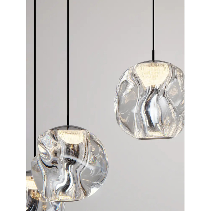 Lampa wisząca nowoczesna ściemniana Sophix XV LED 3000K 10cm przeźroczysty / czarny / chrom
