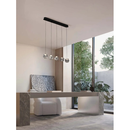 Lampa wisząca nowoczesna na listwie Sophix V LED 3000K 84cm przeźroczysty / czarny / chrom