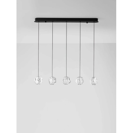 Lampa wisząca nowoczesna na listwie Sophix V LED 3000K 84cm przeźroczysty / czarny / chrom