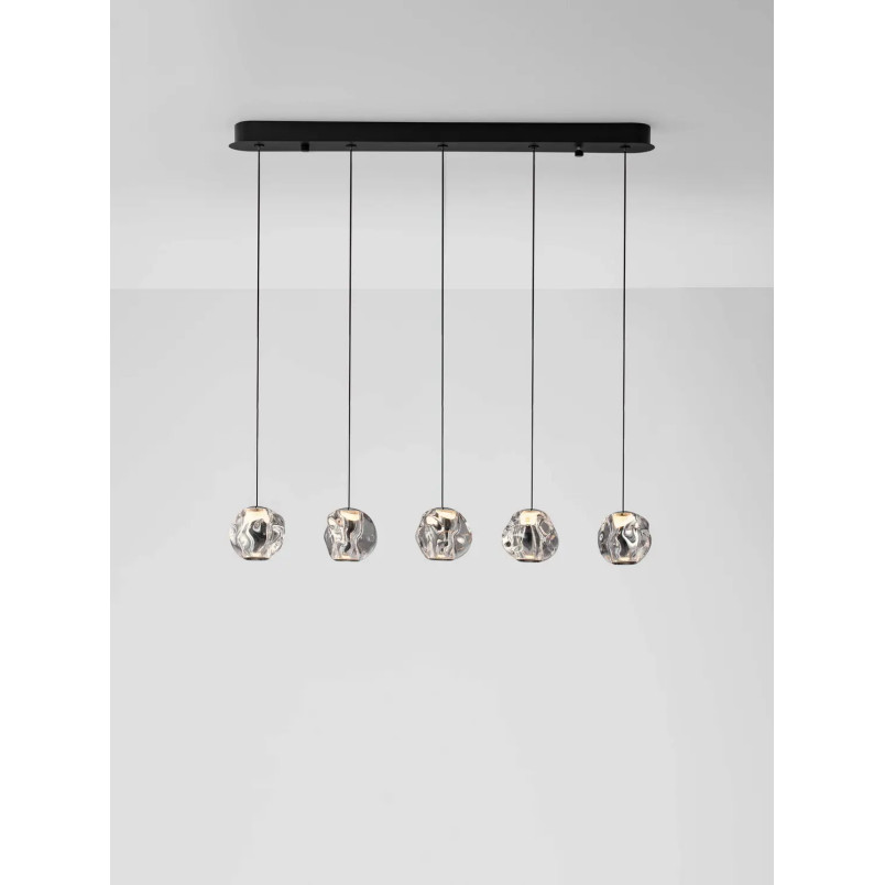 Lampa wisząca nowoczesna na listwie Sophix V LED 3000K 84cm przeźroczysty / czarny / chrom