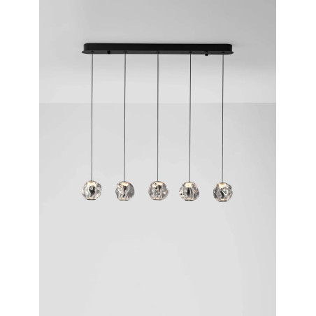 Lampa wisząca nowoczesna na listwie Sophix V LED 3000K 84cm przeźroczysty / czarny / chrom
