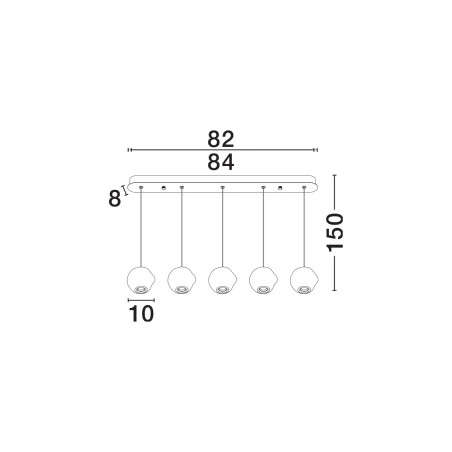 Lampa wisząca nowoczesna na listwie Sophix V LED 3000K 84cm przeźroczysty / czarny / chrom