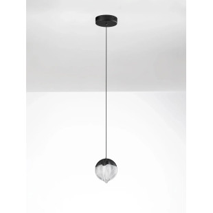 Lampa wisząca szklana Sofia LED 3000K 12cm szkło cloud / czarny