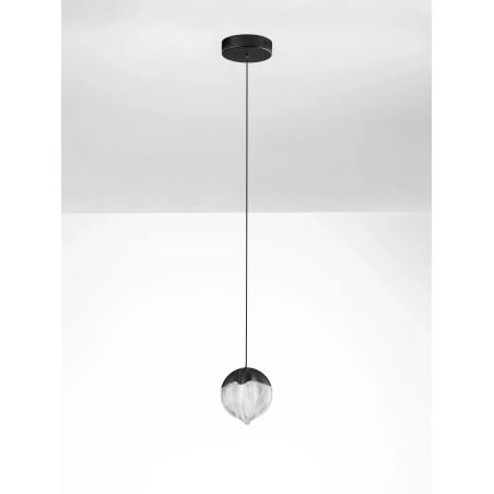Lampa wisząca szklana Sofia LED 3000K 12cm szkło cloud / czarny