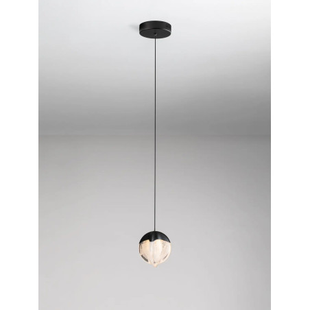 Lampa wisząca szklana Sofia LED 3000K 12cm szkło cloud / czarny