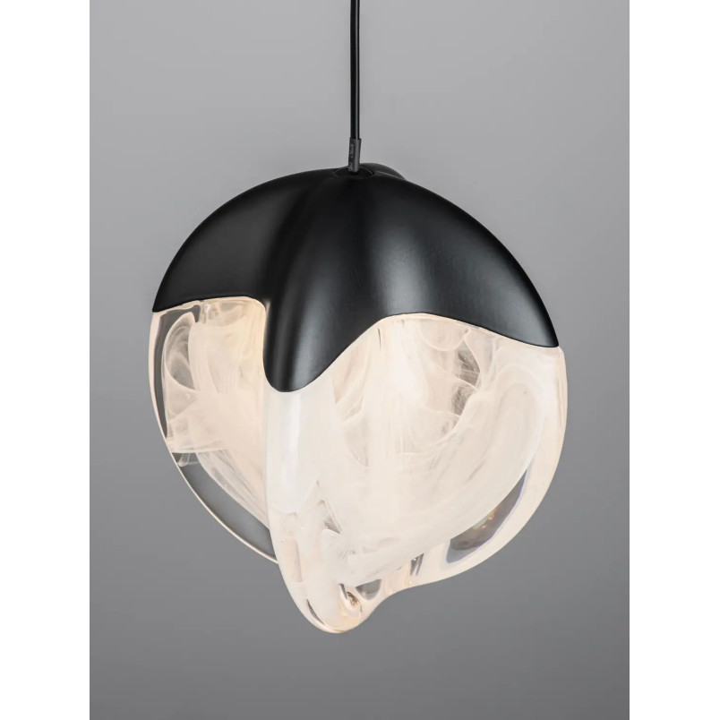 Lampa wisząca szklana Sofia LED 3000K 12cm szkło cloud / czarny