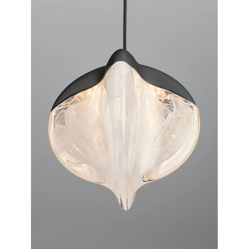 Lampa wisząca szklana Sofia LED 3000K 12cm szkło cloud / czarny
