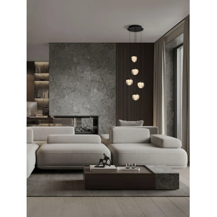 Lampa wisząca szklana 5 punktowa Sofia LED 3000K 33cm szkło cloud / czarny