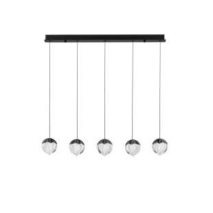 Lampa wisząca szklana 5 punktowa na listwie Sofia LED 3000K 95,8cm szkło cloud / czarny