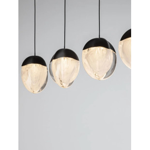Lampa wisząca szklana 5 punktowa na listwie Sofia LED 3000K 95,8cm szkło cloud / czarny