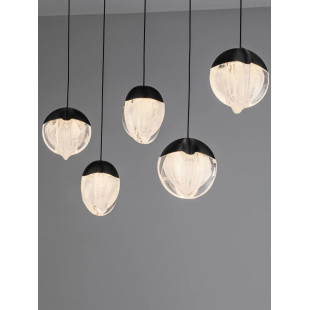Lampa wisząca szklana 5 punktowa na listwie Sofia LED 3000K 95,8cm szkło cloud / czarny