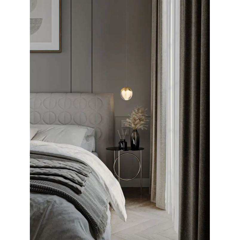 Lampa wisząca szklana Sofia LED 3000K 12cm szkło cloud / złoty
