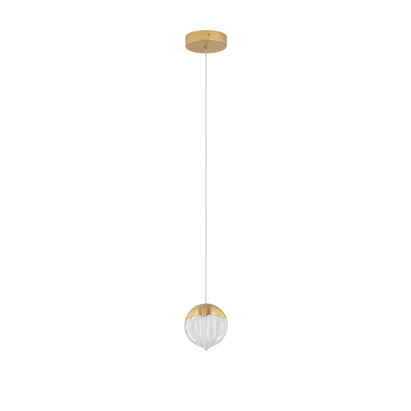 Lampa wisząca szklana Sofia LED 3000K 12cm szkło cloud / złoty