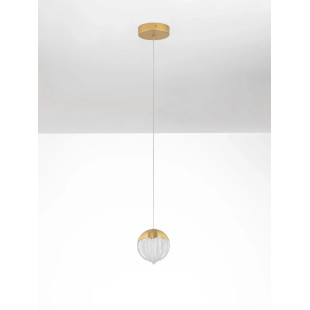 Lampa wisząca szklana Sofia LED 3000K 12cm szkło cloud / złoty