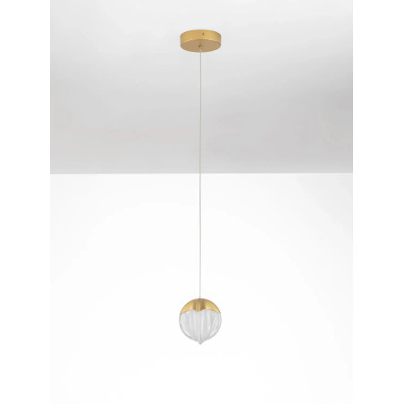 Lampa wisząca szklana Sofia LED 3000K 12cm szkło cloud / złoty