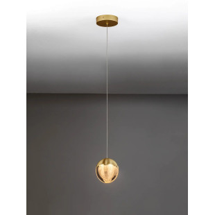 Lampa wisząca szklana Sofia LED 3000K 12cm szkło cloud / złoty