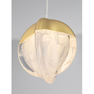 Lampa wisząca szklana Sofia LED 3000K 12cm szkło cloud / złoty