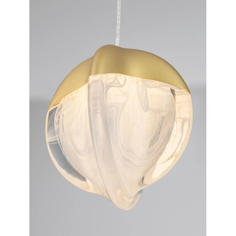 Lampa wisząca szklana Sofia LED 3000K 12cm szkło cloud / złoty
