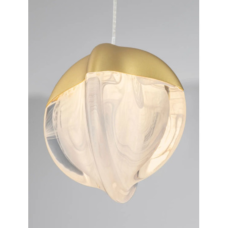 Lampa wisząca szklana Sofia LED 3000K 12cm szkło cloud / złoty