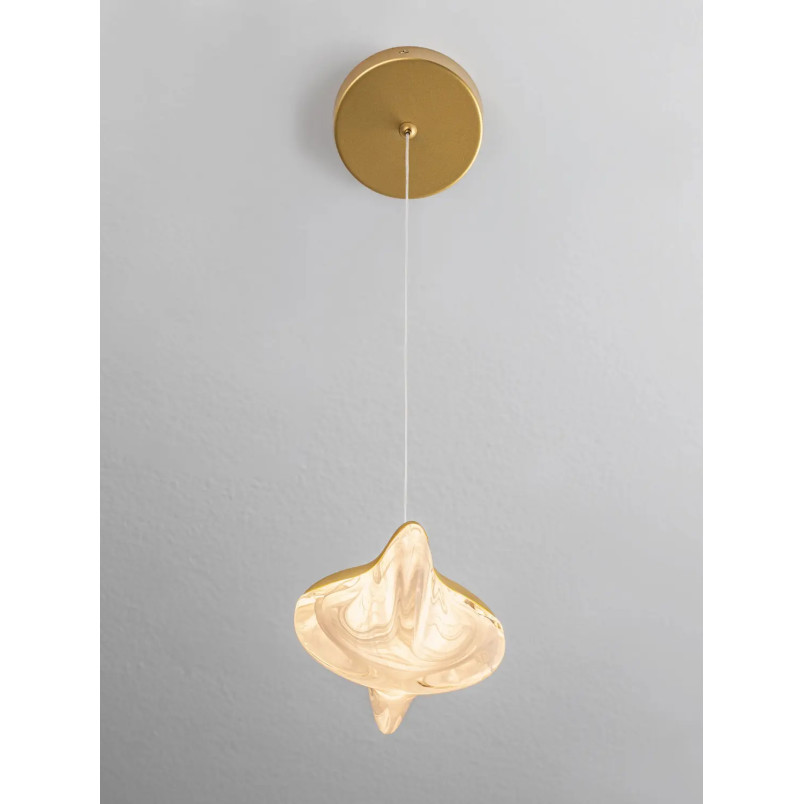 Lampa wisząca szklana Sofia LED 3000K 12cm szkło cloud / złoty