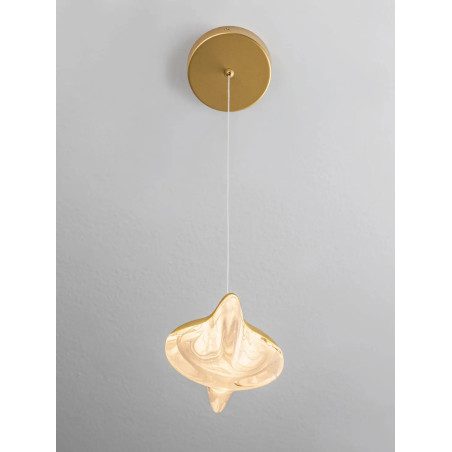 Lampa wisząca szklana Sofia LED 3000K 12cm szkło cloud / złoty