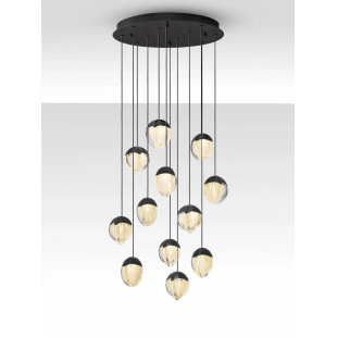 Lampa wisząca szklana / żyrandol Sofia LED 3000K 55cm szkło cloud / czarny
